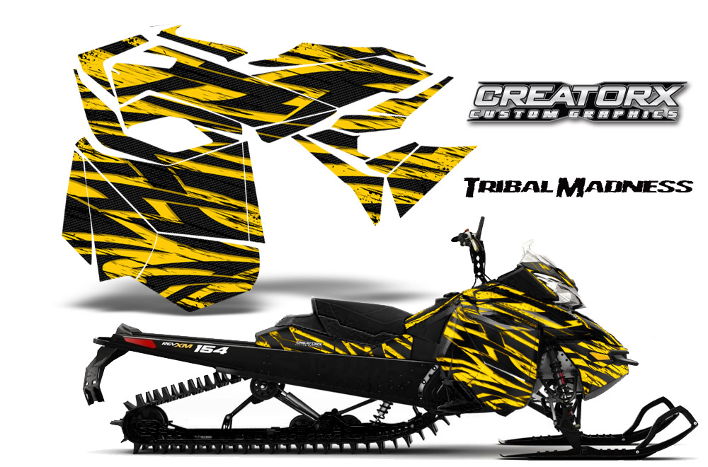 Skidoo Rev XM Graphics Kit Tribal Madness Yellow BB